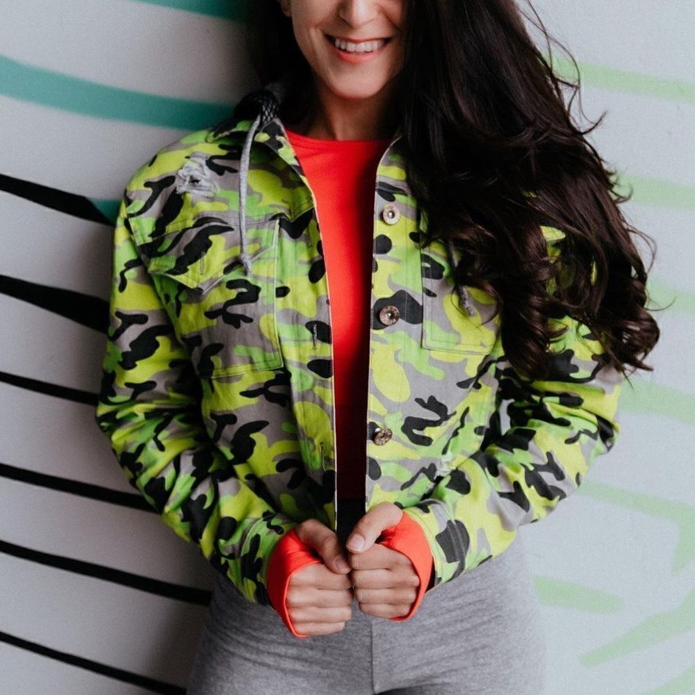 Celestial Bodiez NWT Cargo Cult Jacket in Hidden in Neon Camo Print Size Large